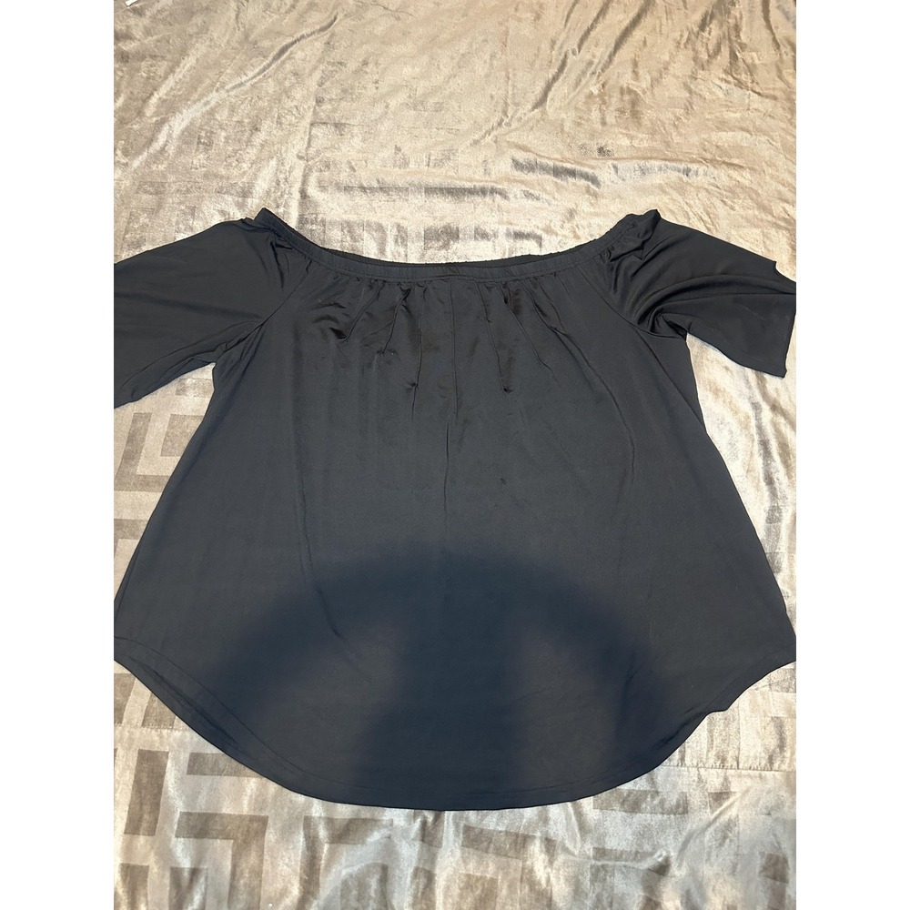 Shein Curve Shirt Womens 4XL Black Off Shoulder Tie‎ Sleeve Plus Size Blouse